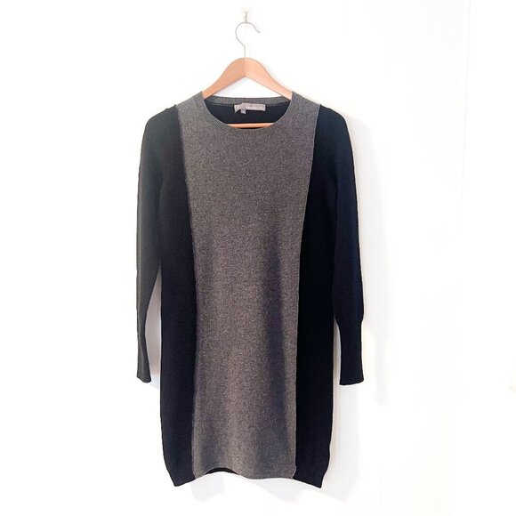 360 SWEATER- WOOL CASHMERE DRESS IN BLACK/GRAY - Picture 2 of 11